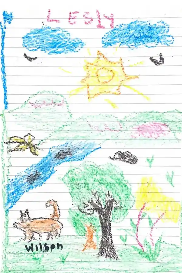 El dibujo de Lesly en el que se ve a Wilson