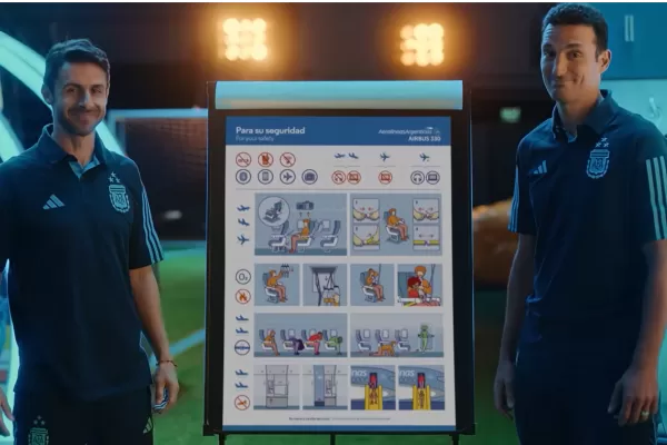 Video: el cuerpo técnico de la Selección grabó un spot de seguridad para Aerolíneas Argentinas