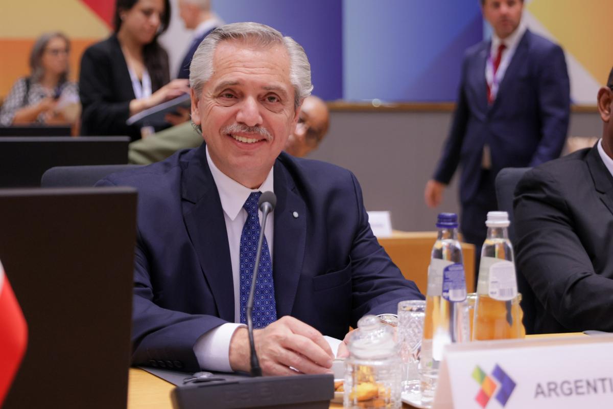 Alberto Fernández, en la cumbre UE-Celac. FOTOS CASA ROSADA