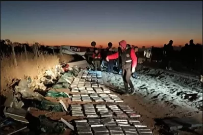 Cayó una avioneta narco en Chaco, con más de 320 kilos de cocaína en su interior
