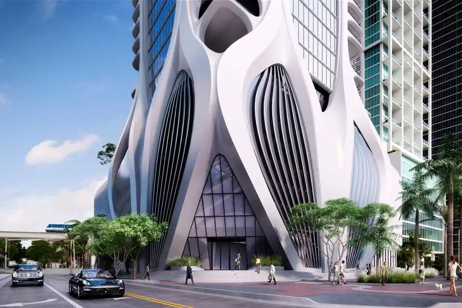 El frente del edificio donde vive la familia Beckham en Miami