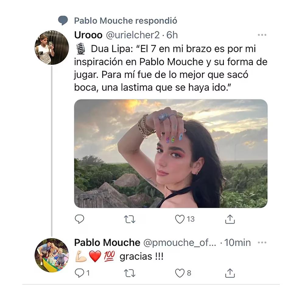 La curiosa confesión de Pablo Mouche sobre su tuit viral con Dua Lipa