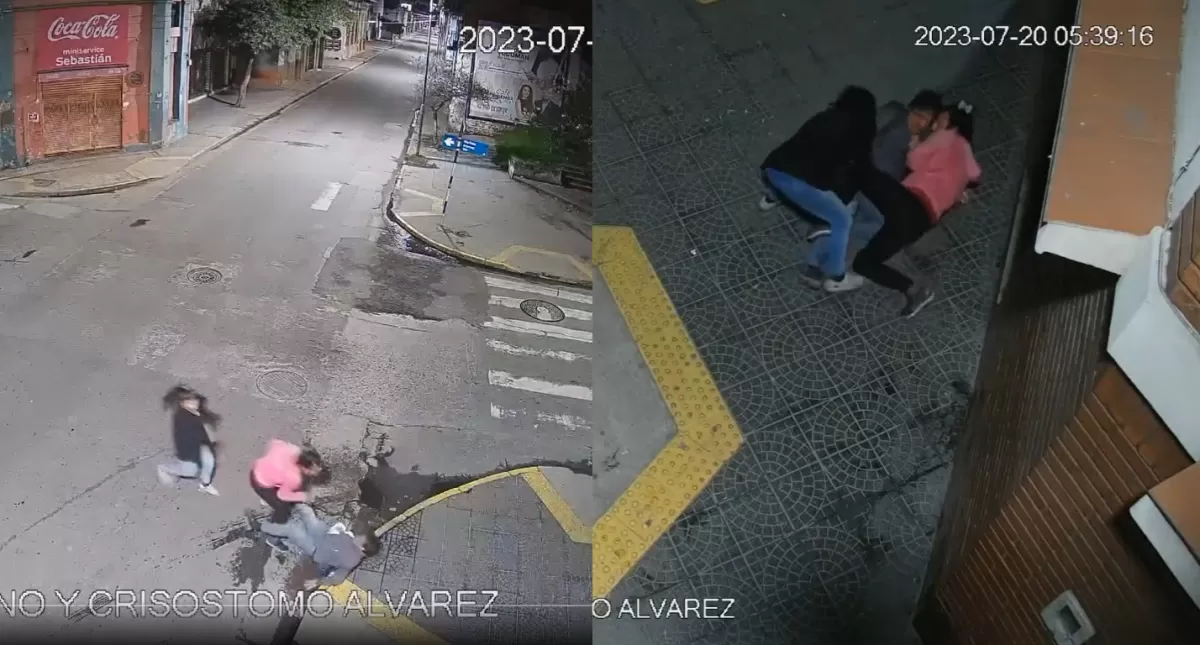Barrio Sur: las cámaras de seguridad captaron el momento en que la policía frustró el robo de dos mujeres a un hombre