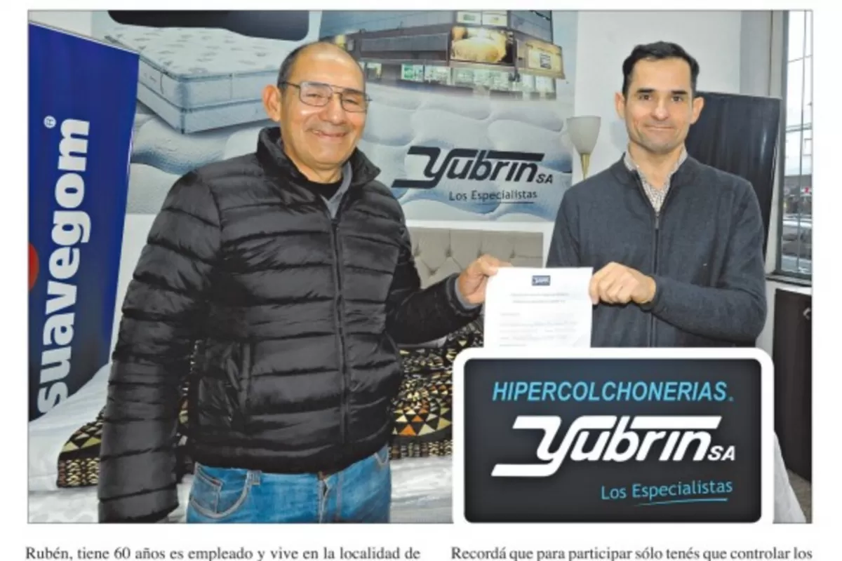 Números de la Suerte: Rubén Arnaldo Arreyes ganó una orden de compra de $30.000 en Yubrin