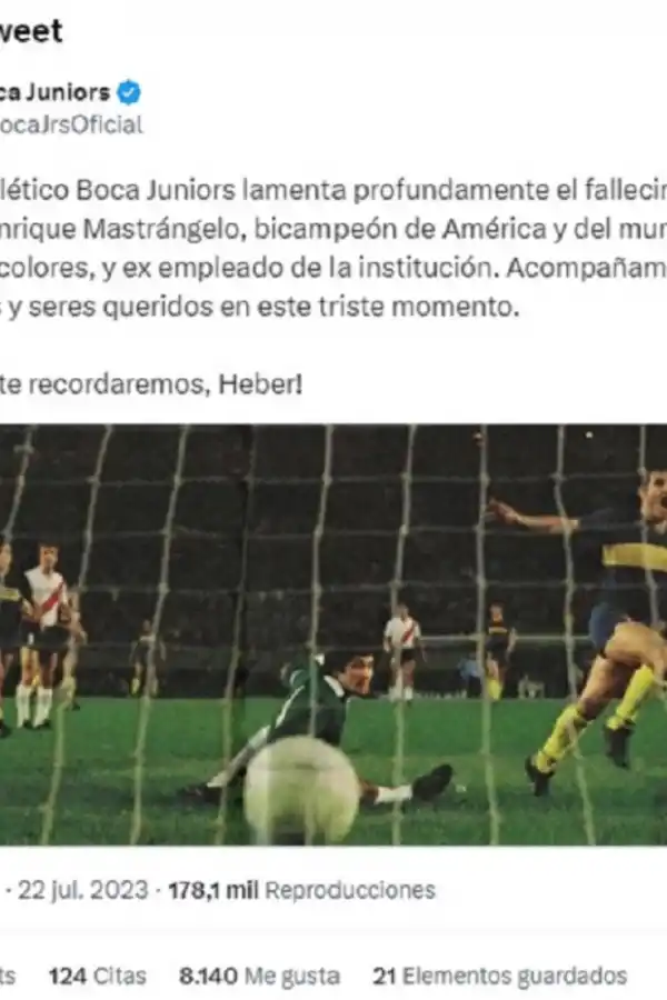 Tristeza en Boca por la muerte de Heber Mastrángelo, una gloria Xeneize