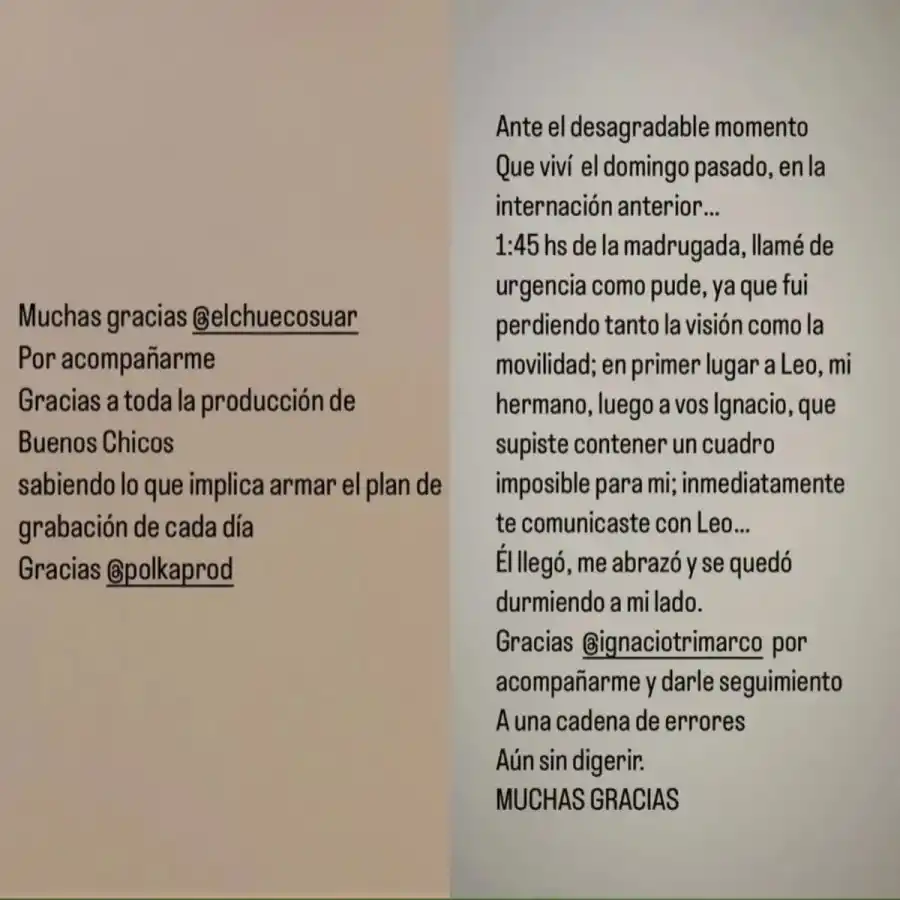 El posteo de Romina Gaetani en contra de la atención que recibió en la clínica.