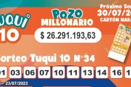 Tuqui 10: cómo salió el sorteo del domingo 23 de julio