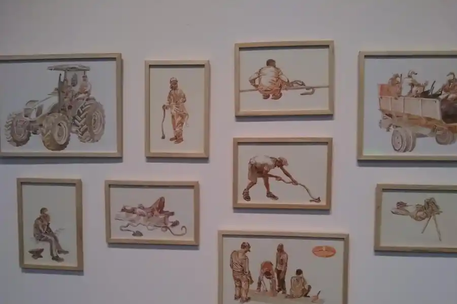 RETRATOS. Un conjunto de obreros, Entre el descanso y la dura tarea. 