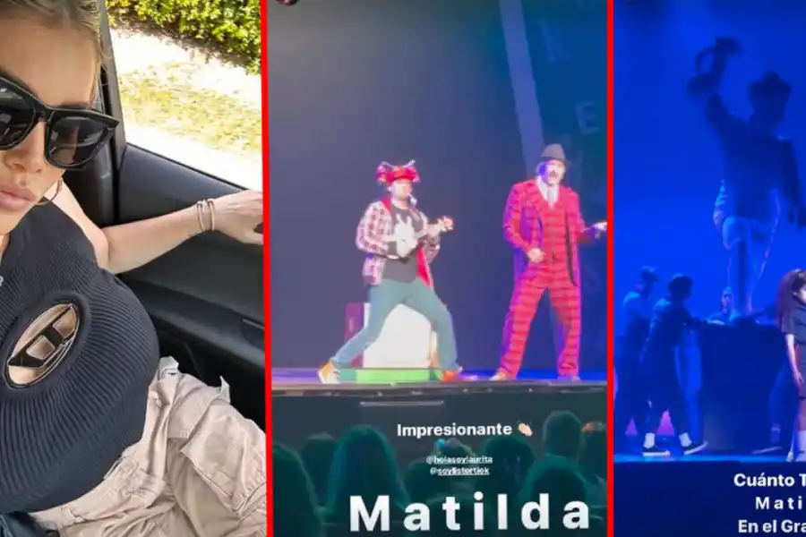 Wanda Nara fue al teatro a ver Matilda junto a Mauro Icardi y sus dos hijas.