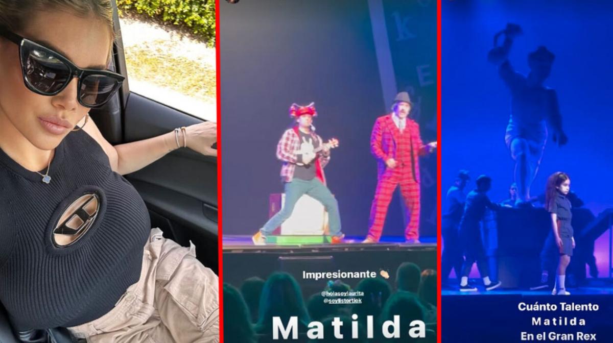 Wanda Nara fue al teatro a ver Matilda junto a Mauro Icardi y sus dos hijas.