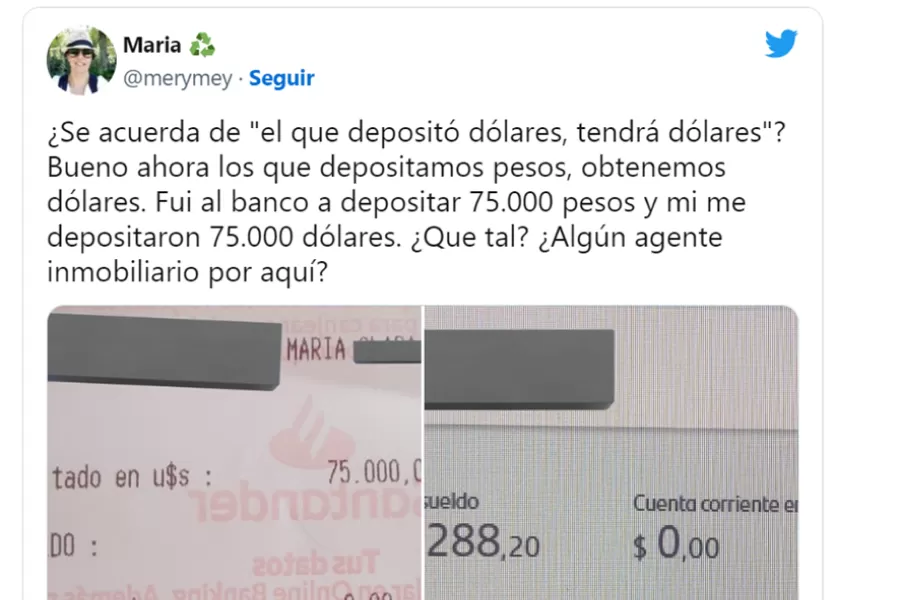 Depositó $ 75.000, el cajero se lo pasó a dólares y tomó una polémica decisión: Si los transfiero...