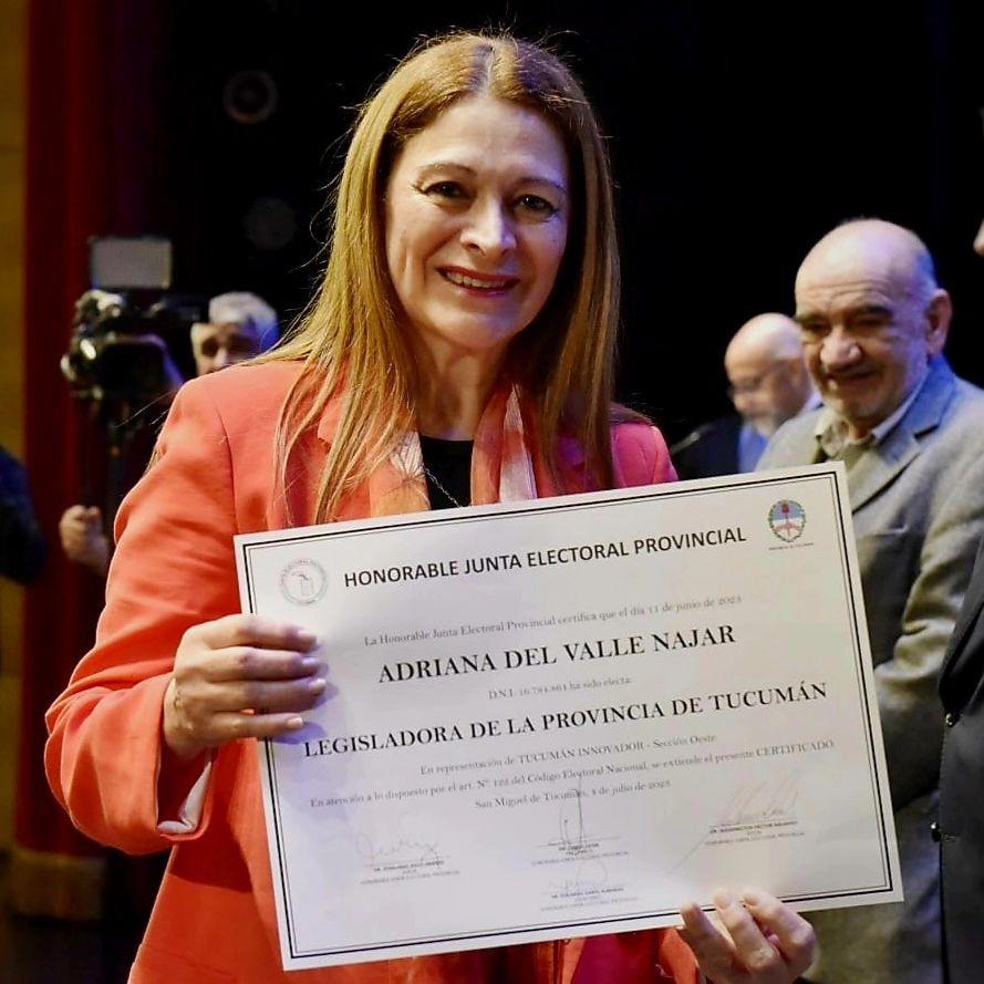 ADRIANA NAJAR. La dirigente talitense fue reelecta para el período 2023-2027. Foto de Facebook.