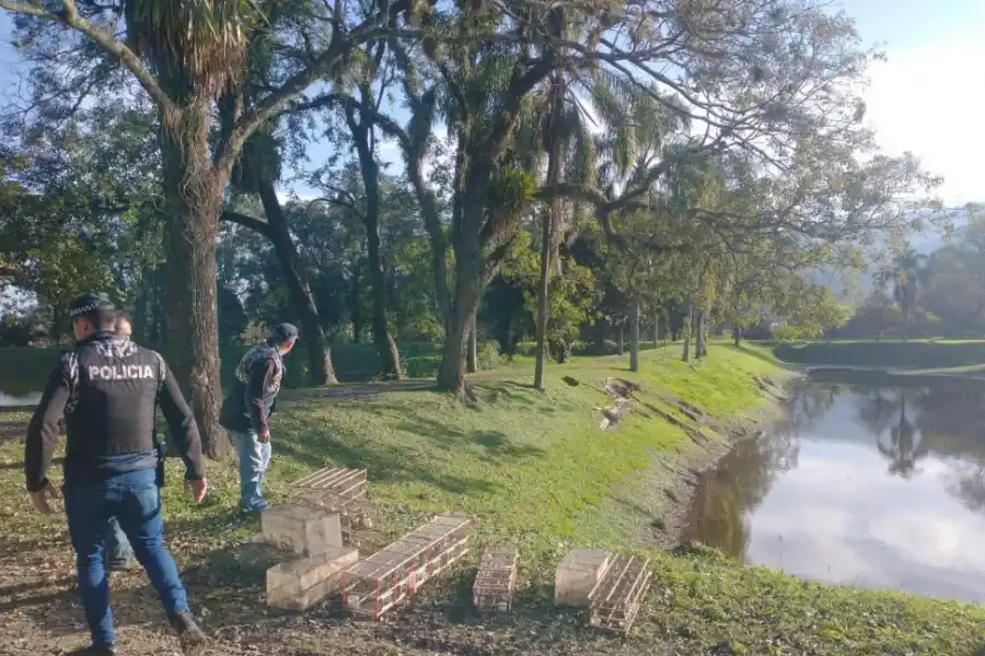 LIBRES. Los policías liberan las aves en el parque 9 de Julio.