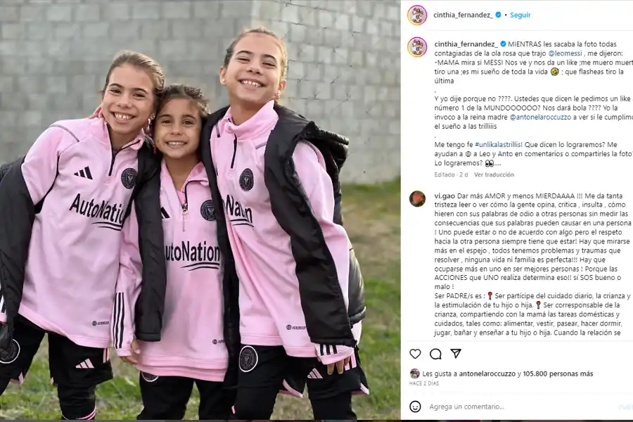 El particular pedido de Cinthia Fernández a Lionel Messi y Antonela Roccuzzo que se hizo viral