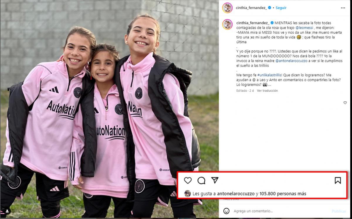 El particular pedido de Cinthia Fernández a Lionel Messi y Antonela Roccuzzo que se hizo viral