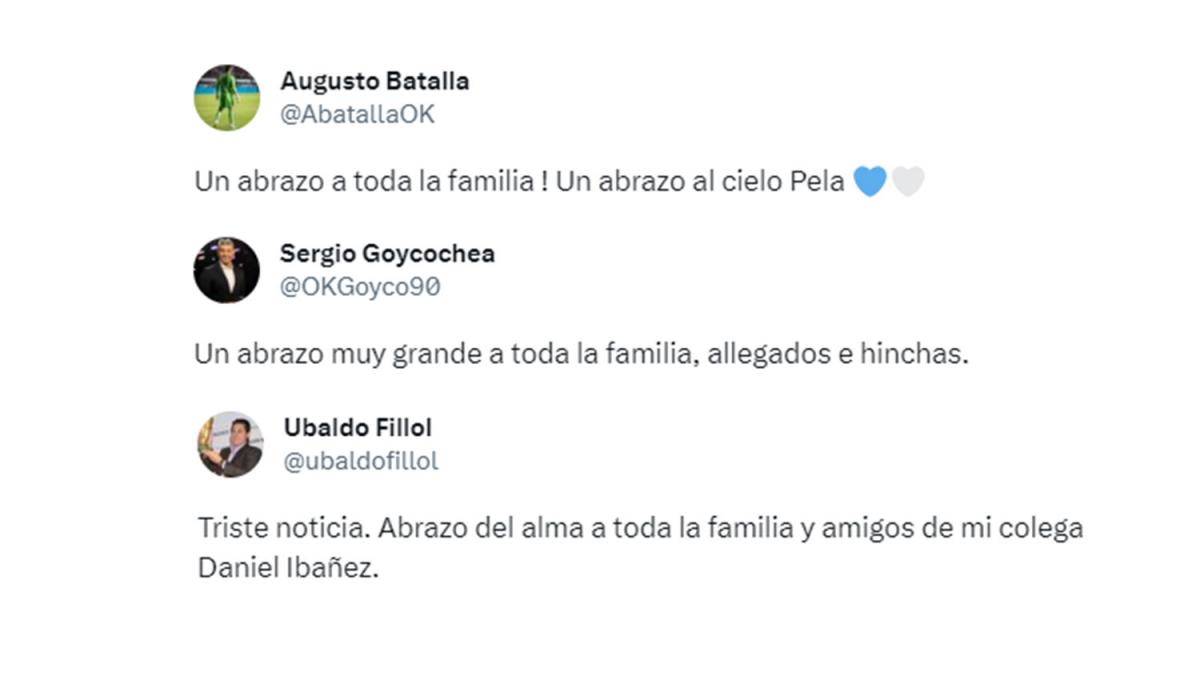 EN LAS REDES. Augusto Batalla, Sergio Goycochea y Ubaldo Fillol recordaron a Daniel Ibáñez.