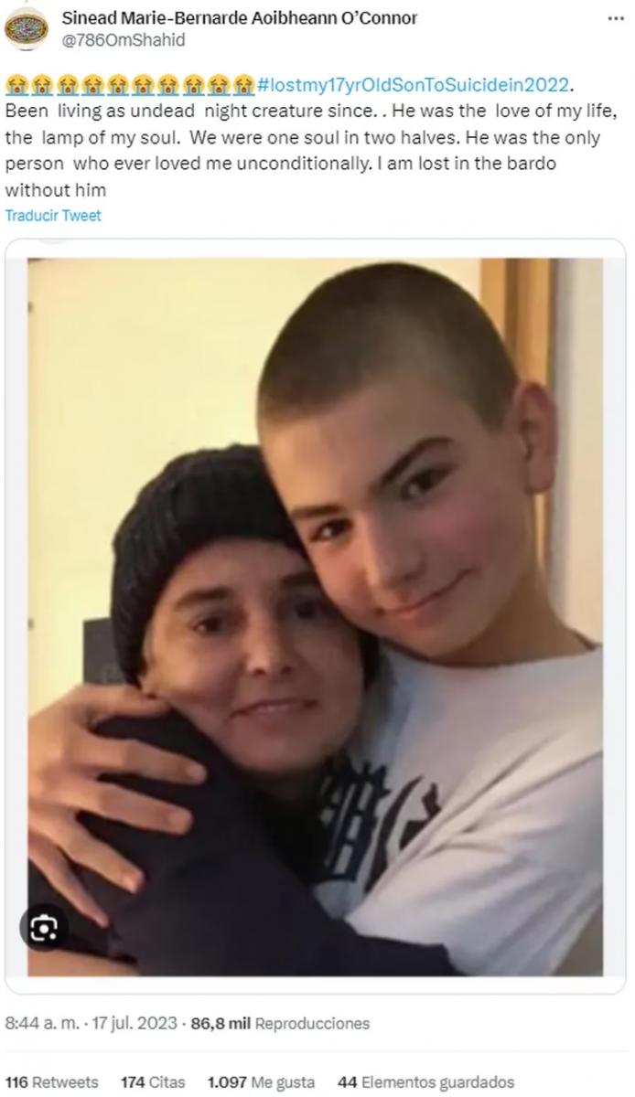 El premonitorio mensaje que Sinéad O’Connor le dedicó a su hijo antes de morir