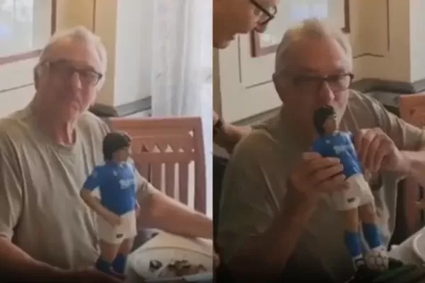 Robert De Niro mostró su lado “maradoneano”: estuvo en Nápoles y besó una estatua de Diego