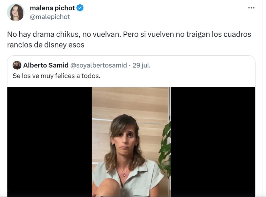 Malena Pichot se sumó a Samid y criticó a los argentinos del video.