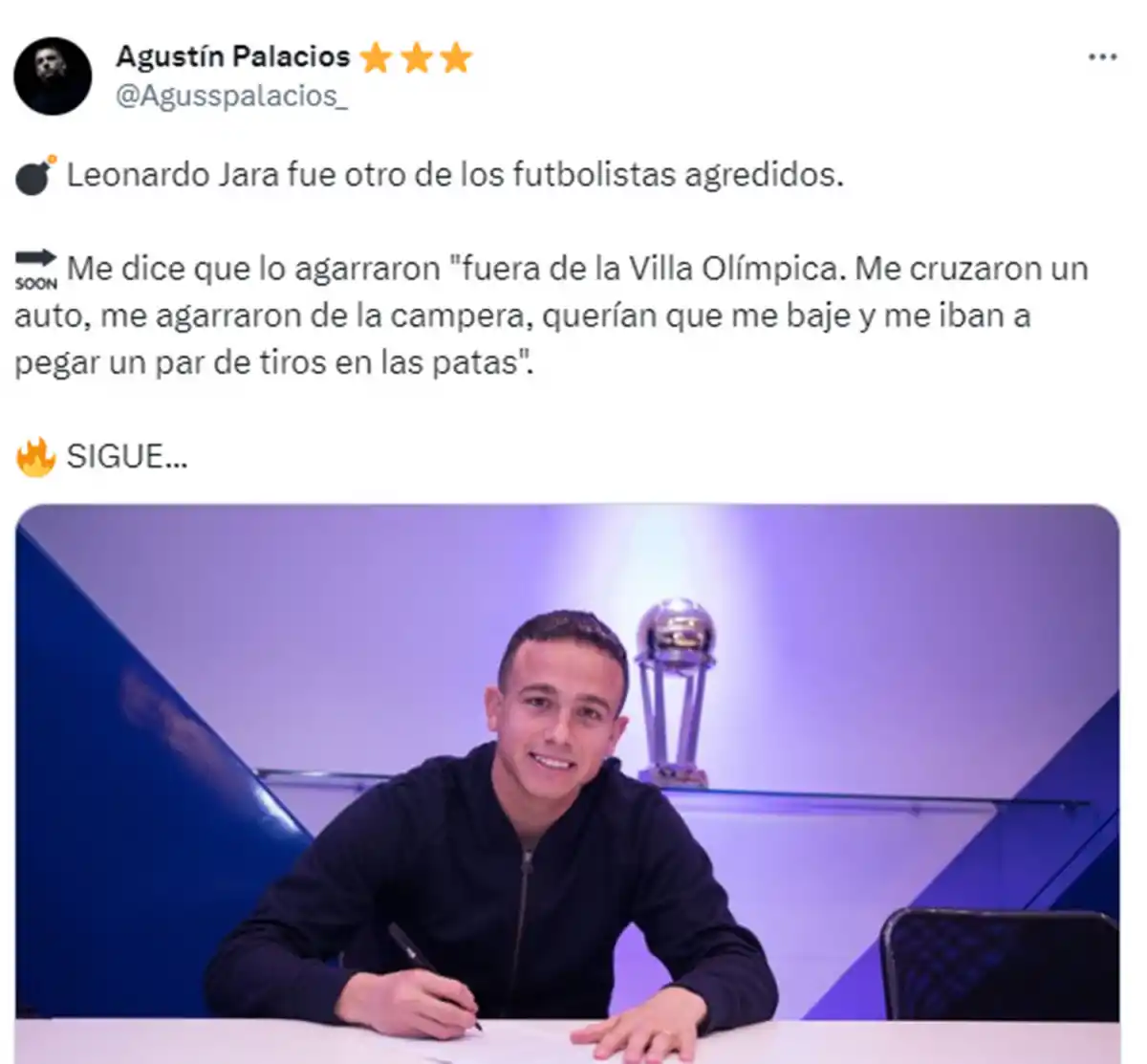 Leonardo Jara fue otro de los futbolistas de Vélez amenazado.