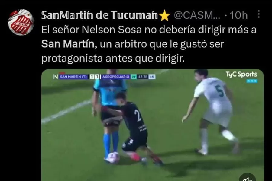 Bronca y frustración: qué se dijo en las redes tras el empate de San Martín ante Agropecuario