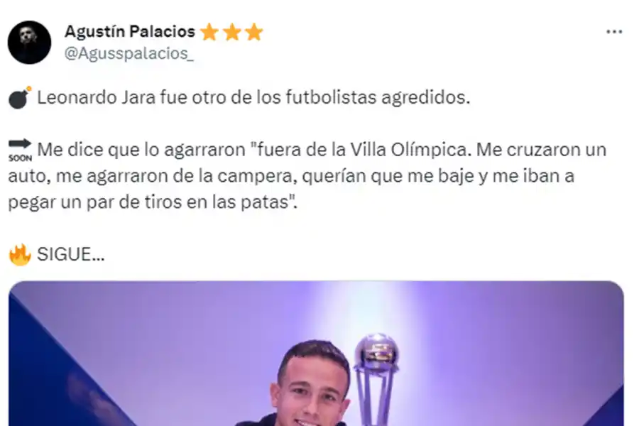 Leonardo Jara fue otro de los futbolistas de Vélez amenazado.