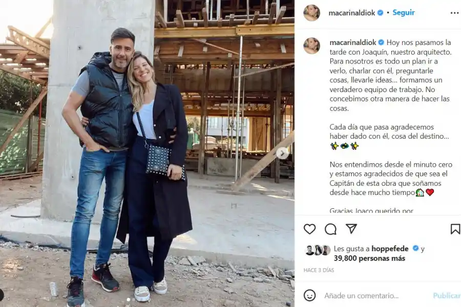 Maca Rinaldi y Fede Hope construyen la casa de sus sueños en las afueras de Buenos Aires.
