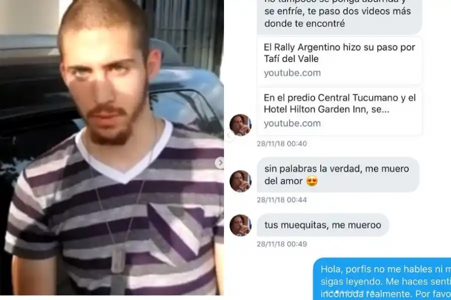 EL ACOSADOR y uno de los mensajes que le hizo llegar a la joven. 