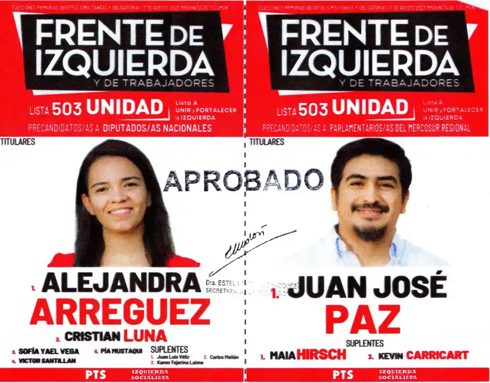 FRENTE DE IZQUIERDA / FOTO TOMADA DE ELECTORAL.GOB.AR