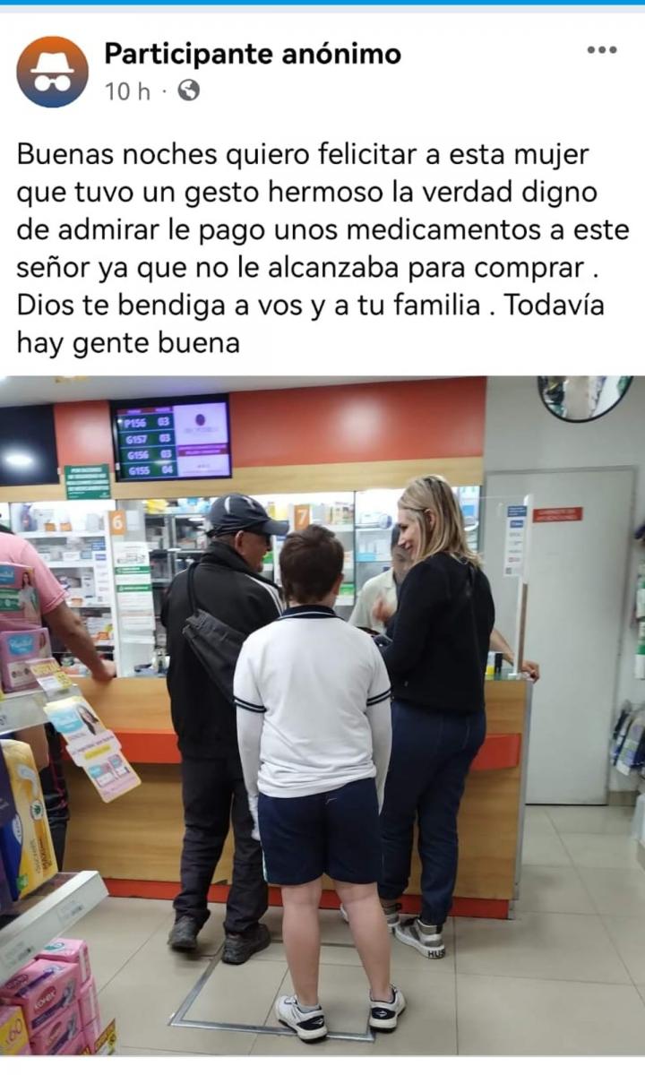 Una tucumana ayudó a un hombre a comprar sus remedios y su gesto se volvió viral