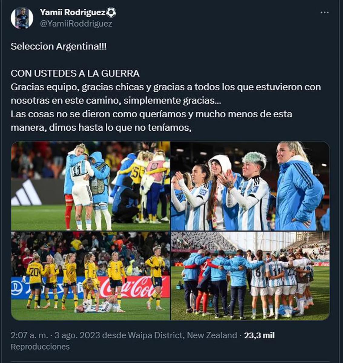 El mal momento de Yamila Rodríguez tras la eliminación del Mundial Femenino