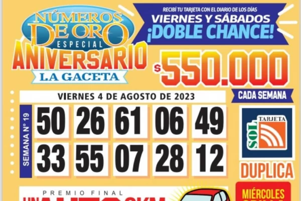 Los Números de Oro de LA GACETA del 4 de agosto de 2023