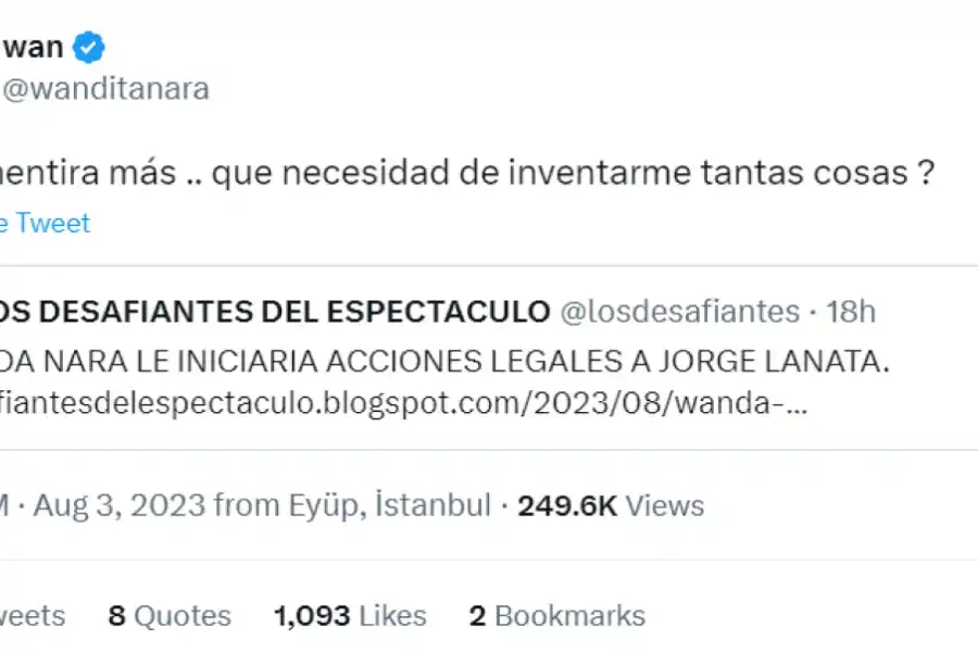 El enojo y la tajante desmentida de Wanda Nara por la supuesta denuncia contra Jorge Lanata