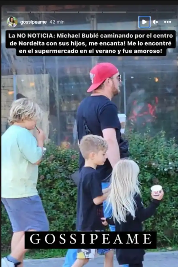 Michael Bublé junto a sus hijos en Nordelta