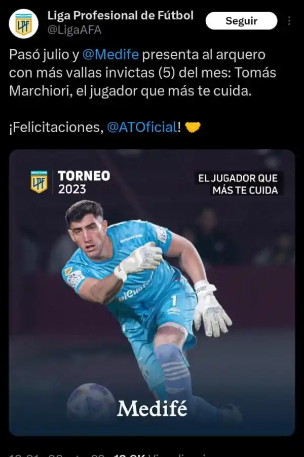 Tomás Marchiori fue galardonado como 