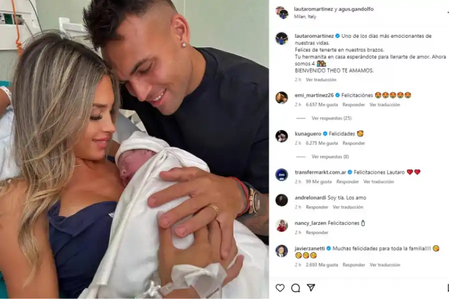 El posteo de Lautaro Martínez tras el nacimiento de su hijo.