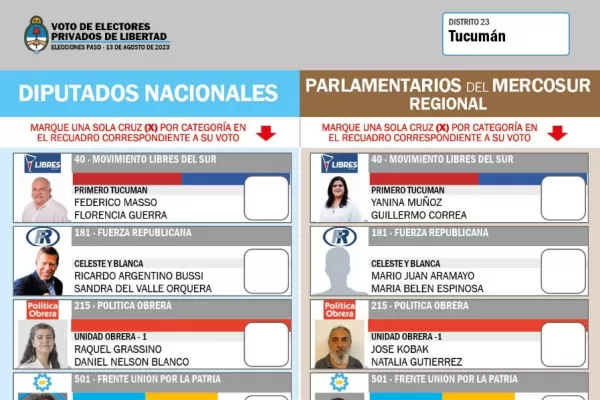 Boleta única en papel para 900 tucumanos