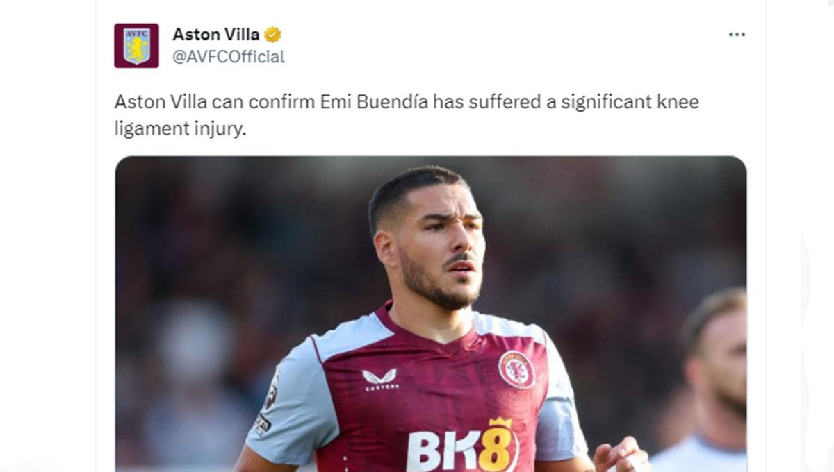 UNA MALA. Desde las redes sociales de Aston Villa confirmaron la noticia. 