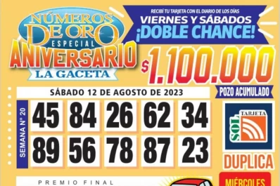 Los Números de Oro de LA GACETA del 12 de agosto de 2023
