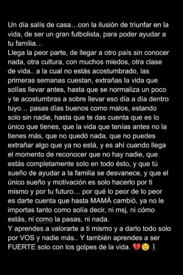 El mensaje que compartió en sus redes sociales.