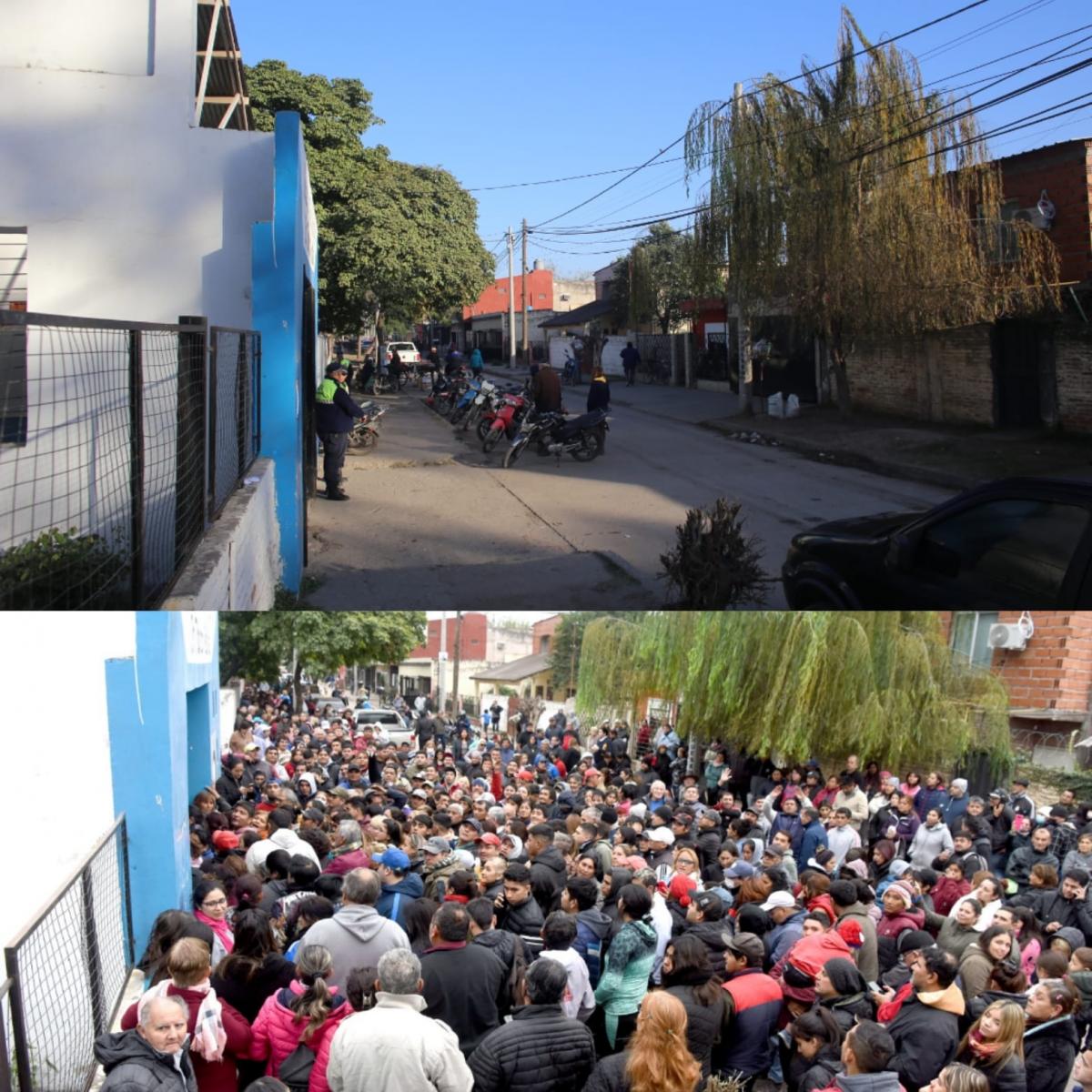 Escuela Tiburcio Padilla. Foto de arriba de hoy 13 de agosto, y abajo en las elecciones provinciales de 11 de junio.