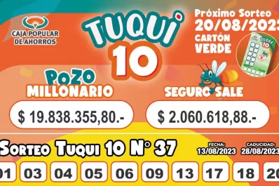 Tuqui 10: cómo salió el sorteo del domingo 13 de agosto