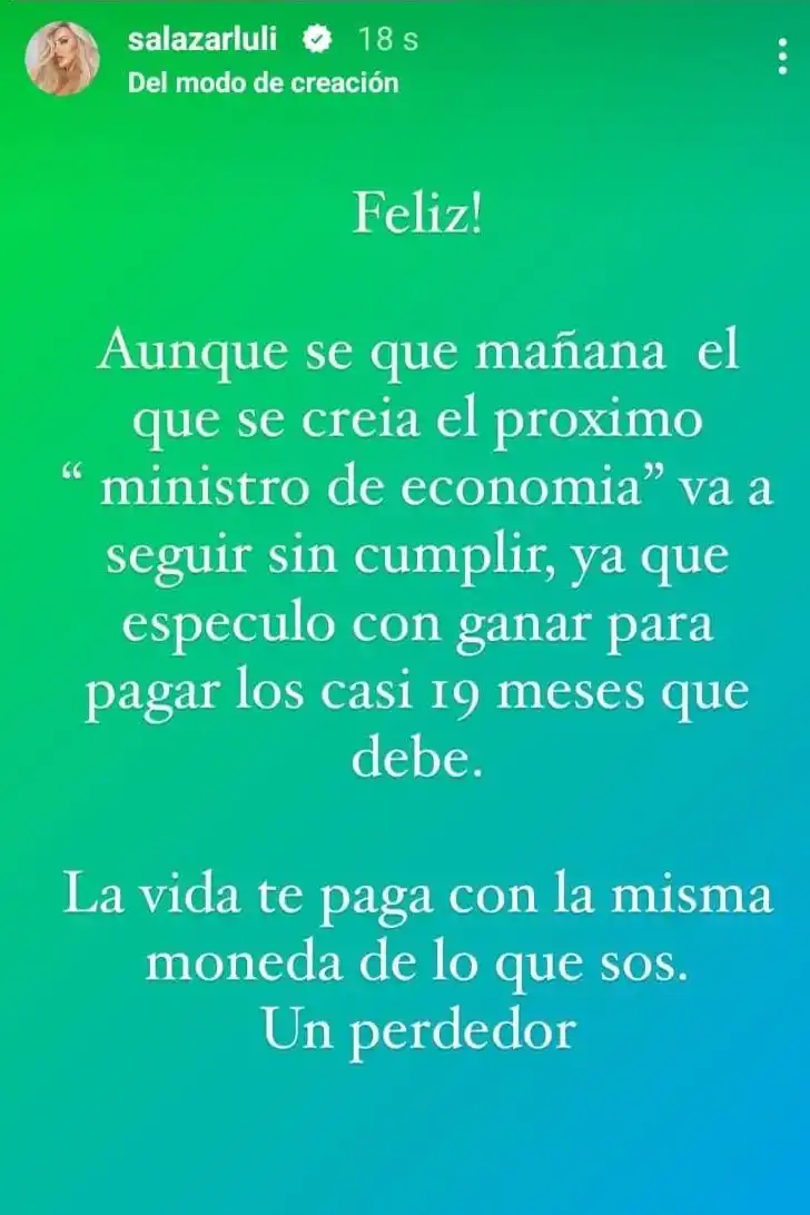 Posteo de Luciana Salazar 