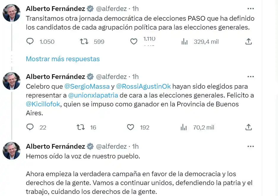 “Ahora empieza la verdadera campaña en favor de la democracia, dijo Alberto Fernández