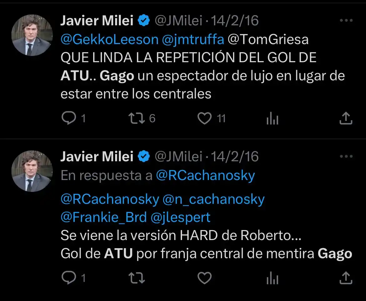 Los particulares comentarios de Javier Milei sobre un partido de Atlético Tucumán