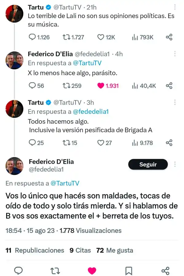 El fuerte cruce entre Federico D´Elia y un periodista de espectáculos: “Hace algo, parásito”