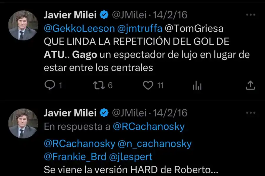 Los particulares comentarios de Javier Milei sobre un partido de Atlético Tucumán