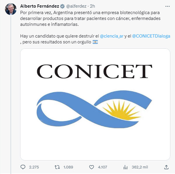 REAPARICIÓN. Fernández tuiteó de nuevo ayer para respaldar al Conicet. 