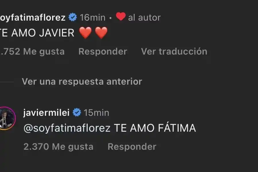 El primer “te amo” público de Fátima Florez para Javier Milei: ¿Qué respondió el libertario?