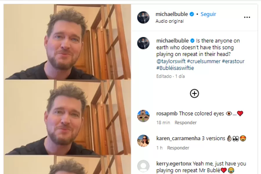 La publicación de Bublé que enloqueció a las fans de Taylor Swift
